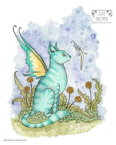 8x10 Print - Blue Fairy Cat