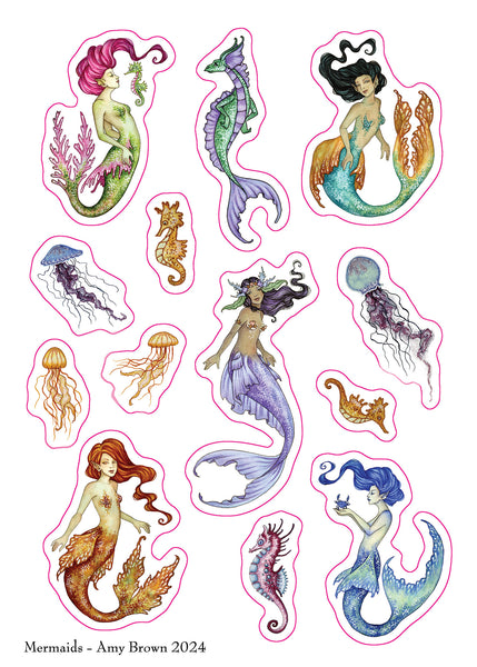 mermaids, dragons, jellyfish, seahorses