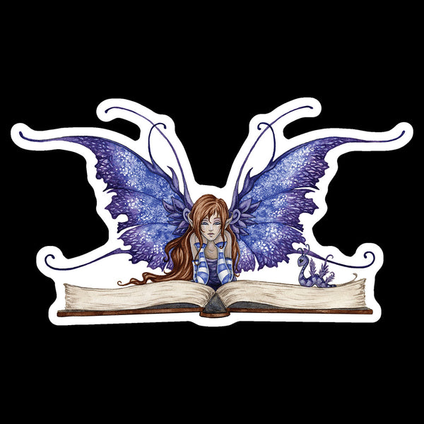 LARGE CLEAR STICKER - Book Fairy