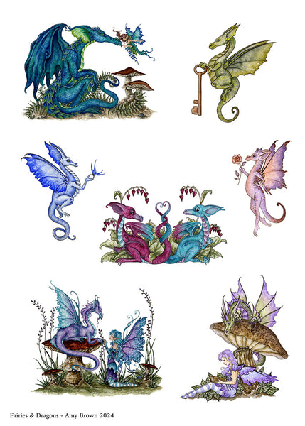 dragons, fairy friends, mushrooms