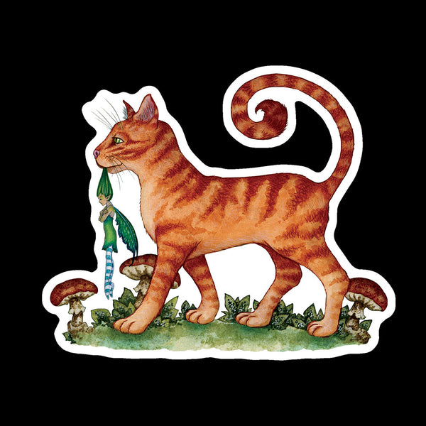 LARGE CLEAR STICKER - What The Cat Dragged In