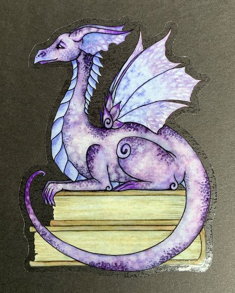 purple dragon on books