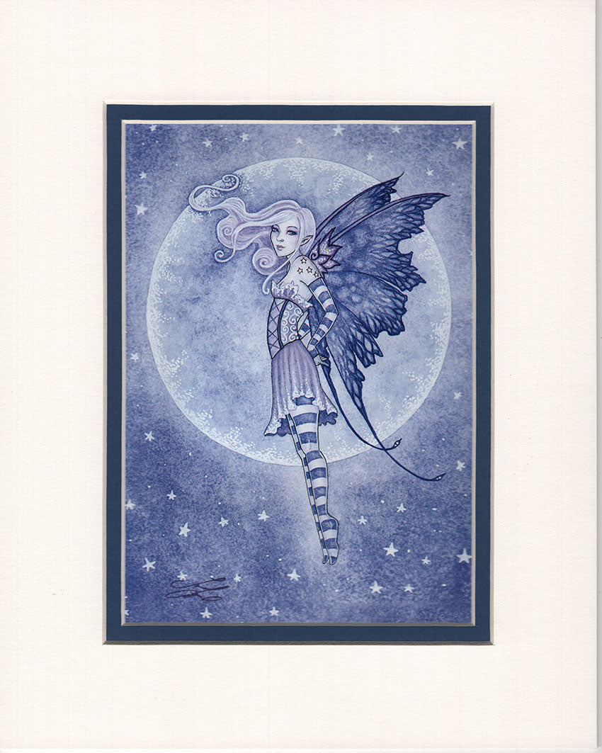 Matted Print - Moon & Stars