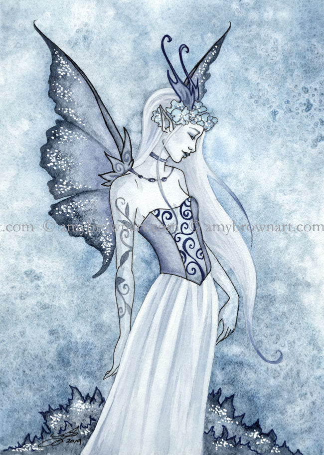 SMALL WATERCOLOR PAINTING - Frost Fae 5x7