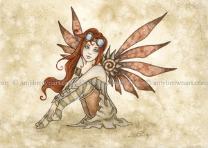 SMALL WATERCOLOR PAINTING - Steampunk Fae 5x7