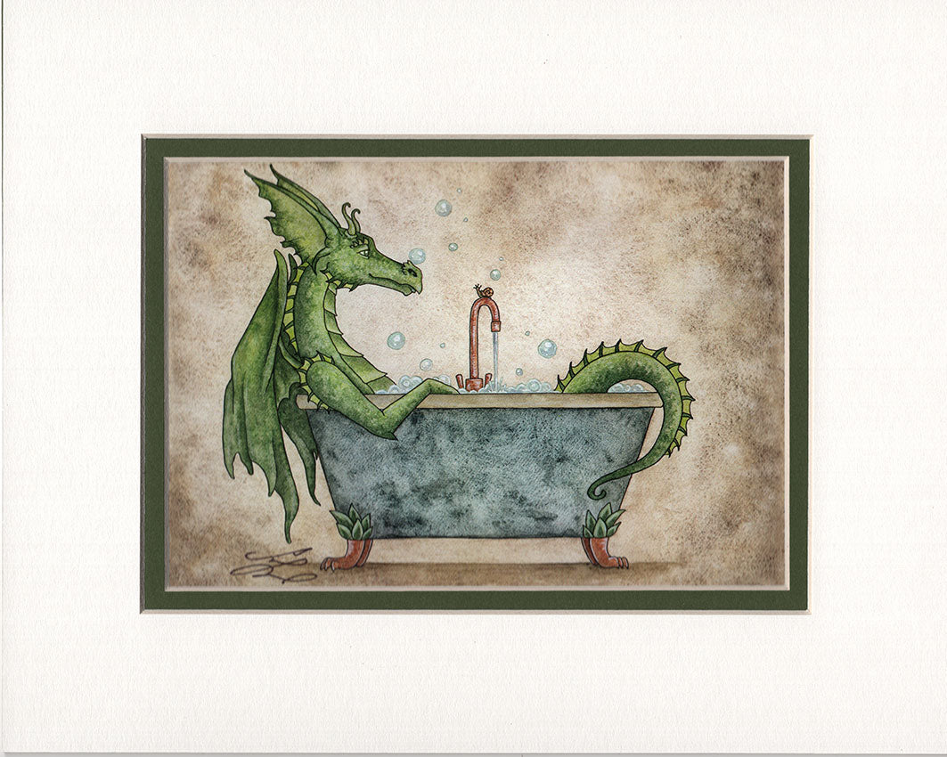 Matted Print - Dragons Love Bubble Baths