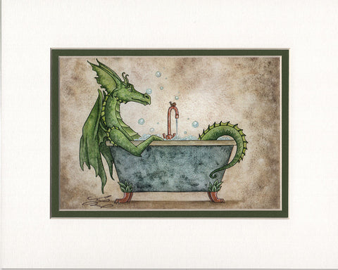 Matted Print - Dragons Love Bubble Baths