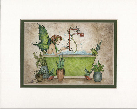 Matted Print - Fairies Love Bubble Baths