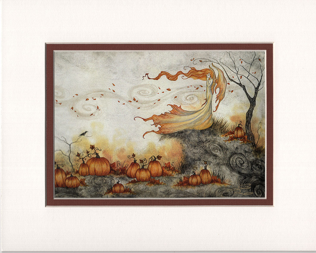 Matted Print - Whispers In The Pumpkin Patch