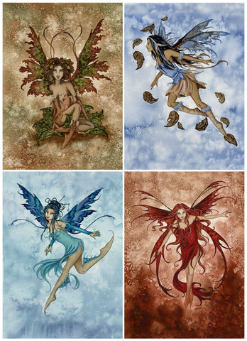 collection of 4 elemental fairy prints