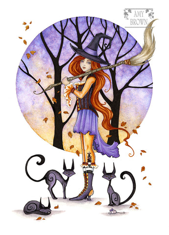 5x7 MINI-PRINT - Autumn Witch