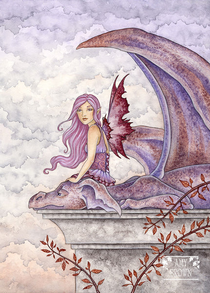 pink fairy and dragon relaxing together