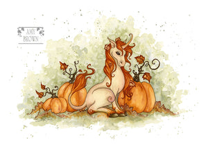 5x7 MINI-PRINT - Fall Unicorn