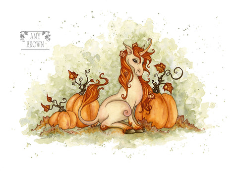 5x7 MINI-PRINT - Fall Unicorn