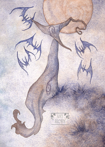 SMALL WATERCOLOR PAINTING - Bats!
