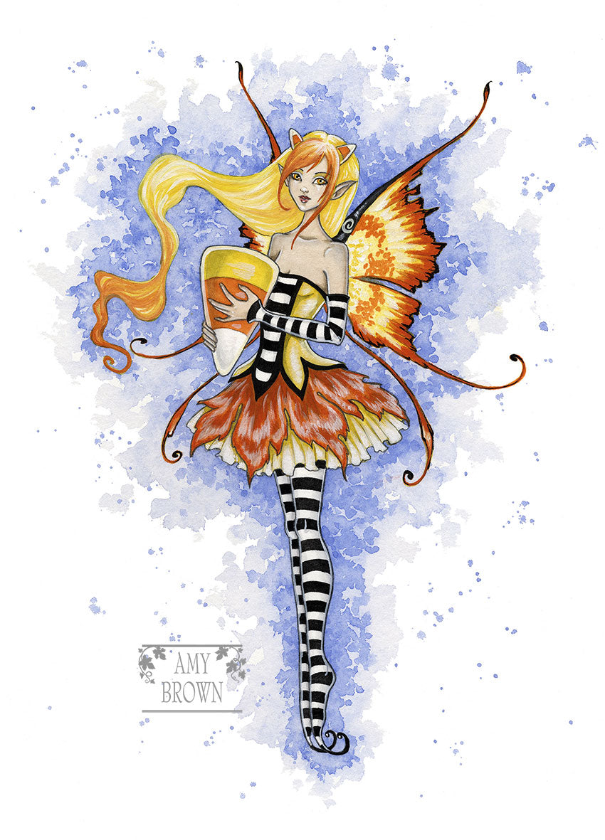 5x7 MINI-PRINT - Candy Corn Fairy 2 LEFT