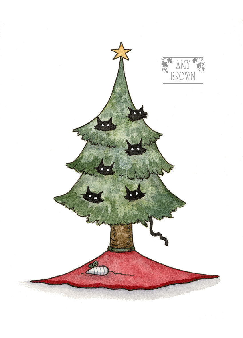 5x7 MINI-PRINT - Christmas Cat Tree