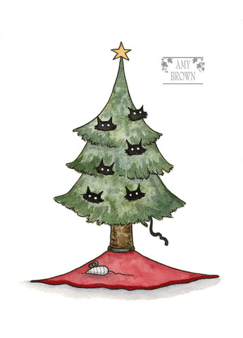 5x7 MINI-PRINT - Christmas Cat Tree