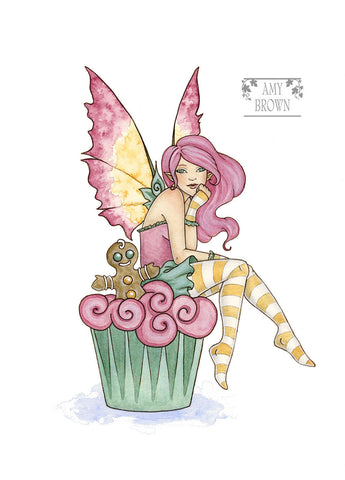 5x7 MINI-PRINT - Holiday Cupcake Fairy