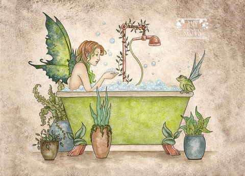 5x7 MINI-PRINT - Fairies Love Bubble Baths