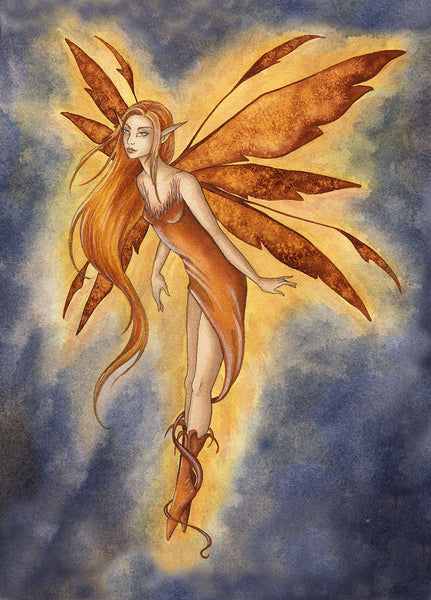 red-orange fire fairy