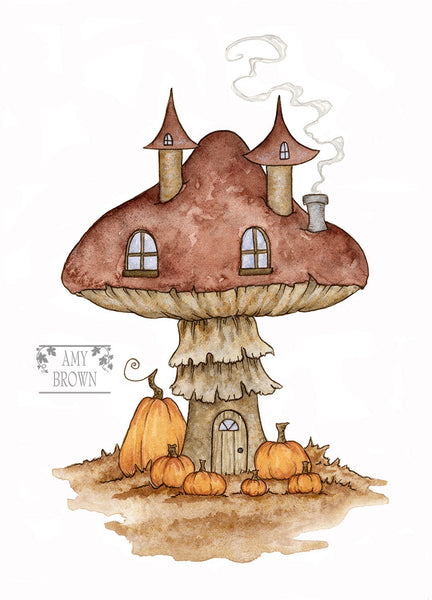 fall themed mushroom fairy house