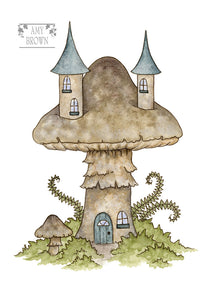 5x7 MINI-PRINT - Summer Mushroom House