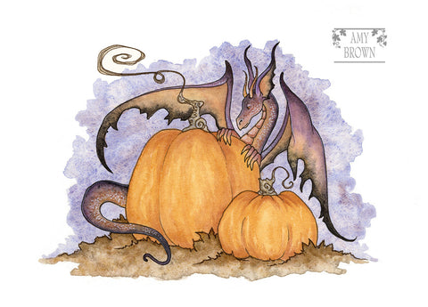 5x7 MINI-PRINT - Pumpkin Dragon