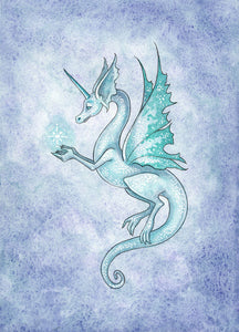 SMALL WATERCOLOR PAINTING - Snow Flake Dragon 5x7