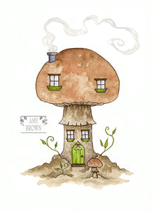 5x7 MINI-PRINT - Spring Mushroom House
