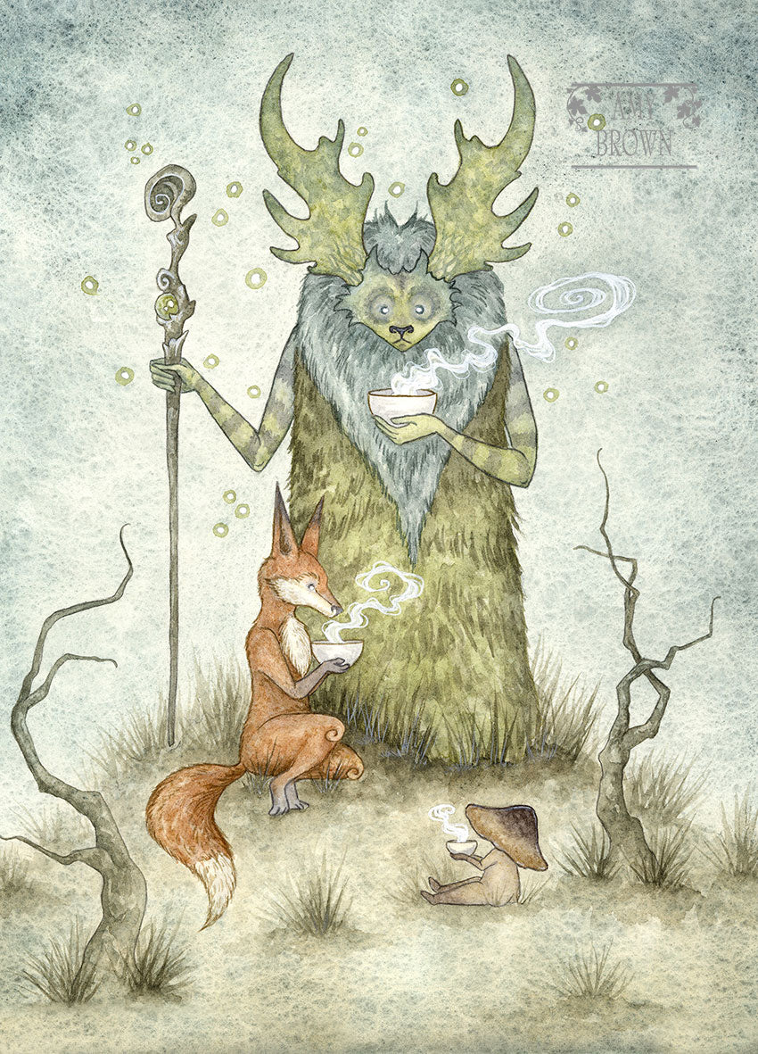 5x7 MINI-PRINT - Tea With The Forest Spirit