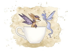 SMALL WATERCOLOR PAINTING - Teacup Pixie 5x7