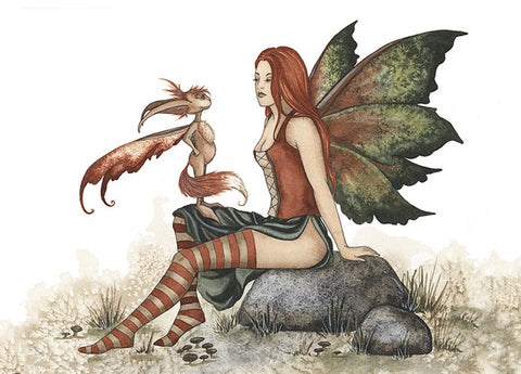 5x7 MINI-PRINT - Wizzle Meets A Faery