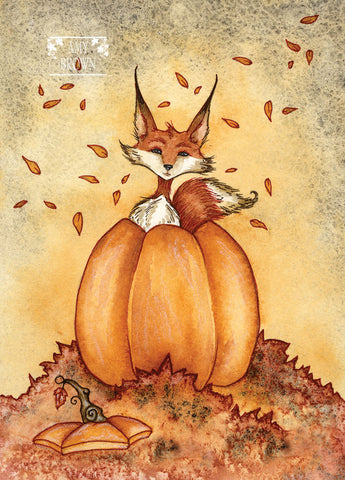 5x7 MINI-PRINT - Autumn Fox 1 LEFT