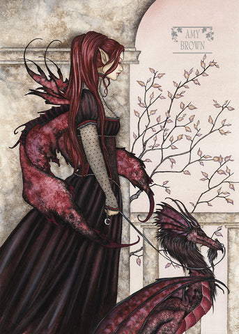 5x7 MINI-PRINT - A Faery And Her Pet