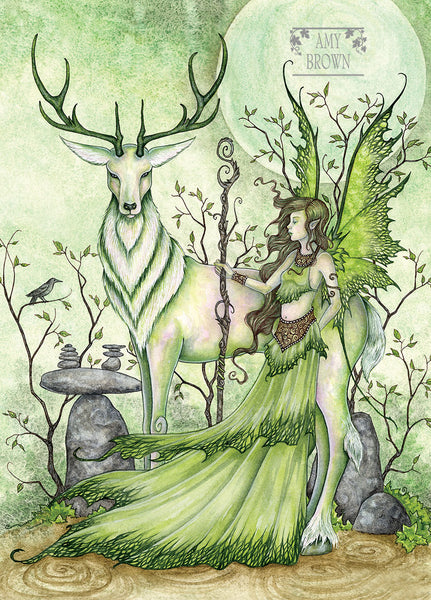 green fairy with green stag