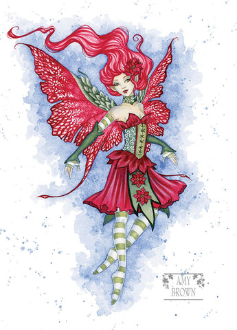 5x7 MINI-PRINT - Poinsettia Fairy