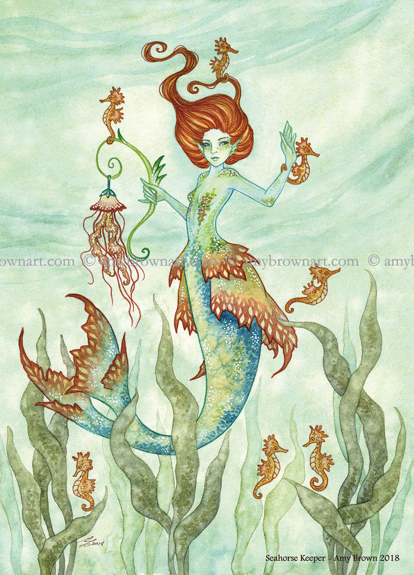 SALE 5x7 MINI-PRINT  - Sea Horse Keeper ONLY 1 AVAIL