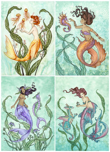 collection of 4 colorful mermaids