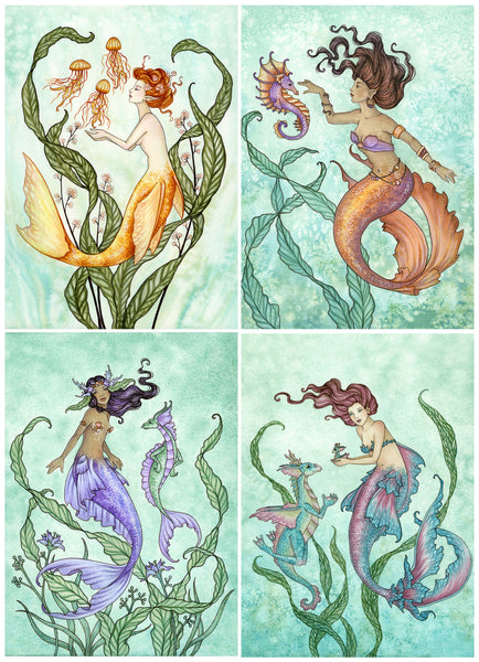 collection of 4 colorful mermaids