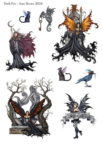 gothic fairies, gargoyle, fairy cats & crow