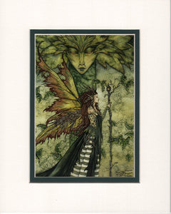 Matted Print - Green Woman