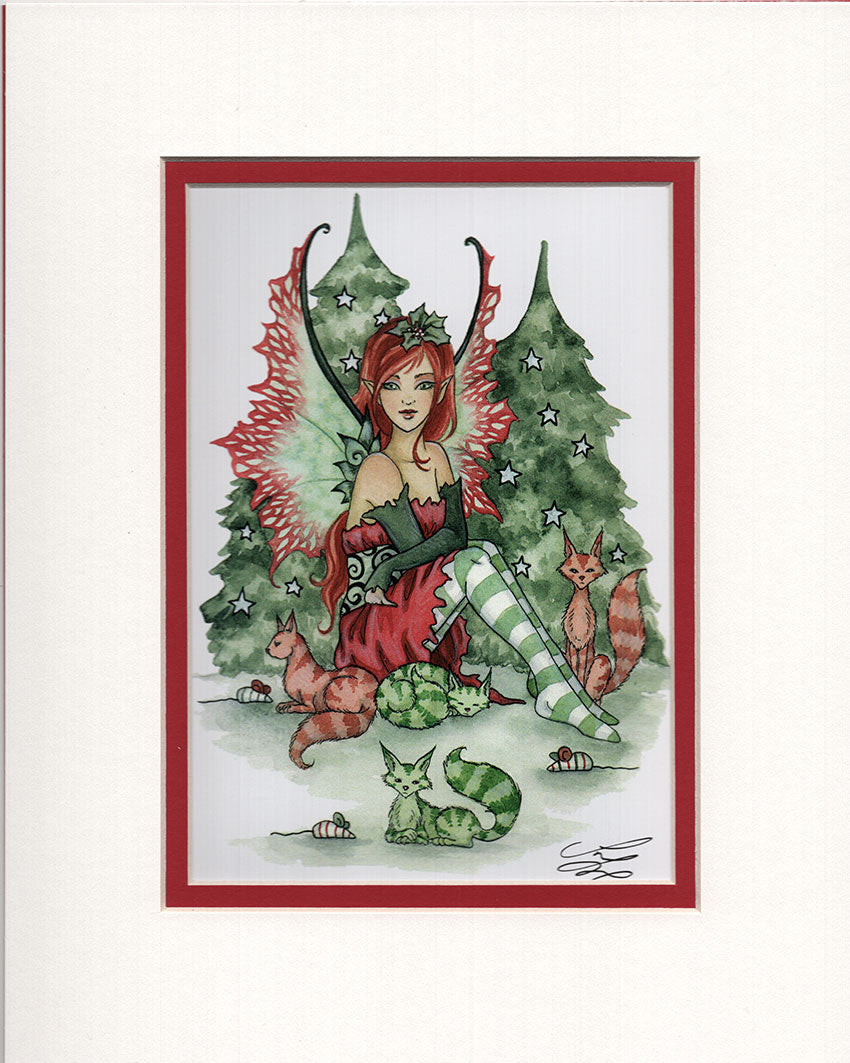 Matted Print - Christmas Cats