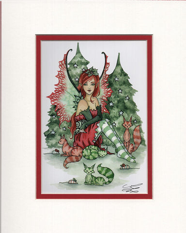 Matted Print - Christmas Cats