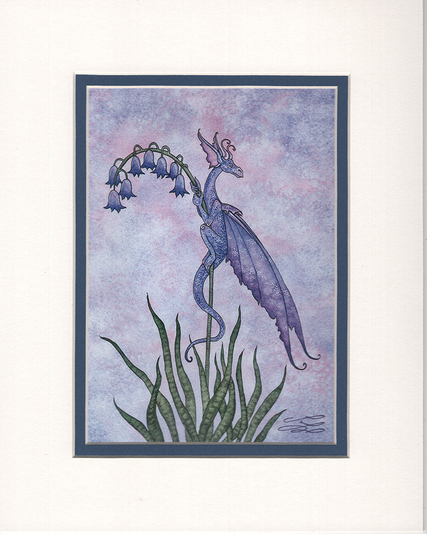 Matted Print - Bluebell Dragon