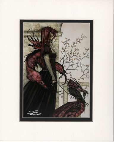 Matted Print - A Faery And Her Pet