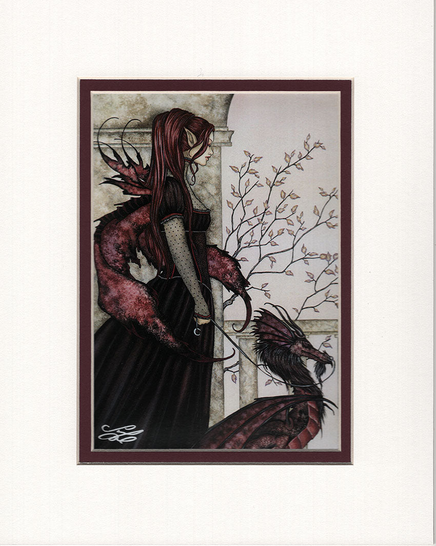 Matted Print - A Faery And Her Pet