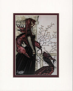 Matted Print - A Faery And Her Pet