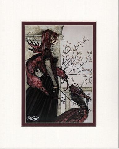 Matted Print - A Faery And Her Pet