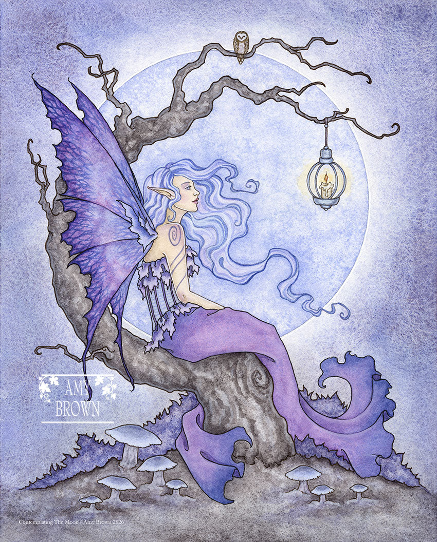 PS: AMY BROWN Fairy Moon Dream II Silver 8x10 Print - Enchanted Moon